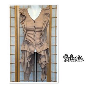 Solaris Sleeveless Steampunk, Ruffle, Bustle Top